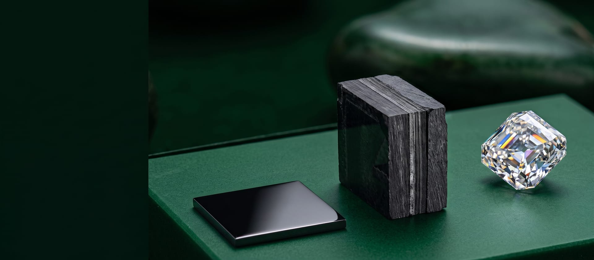 Lab-grown diamond on a green inspection surface